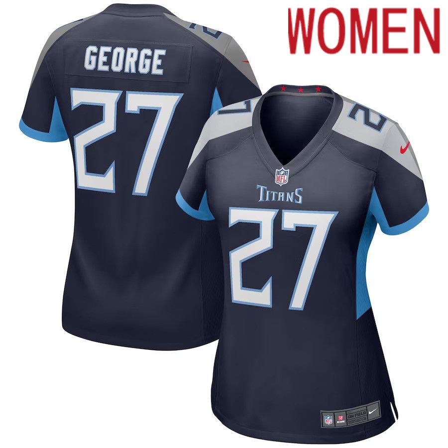Women Tennessee Titans 27 Eddie George Nike Navy Game Retired Player NFL Jersey